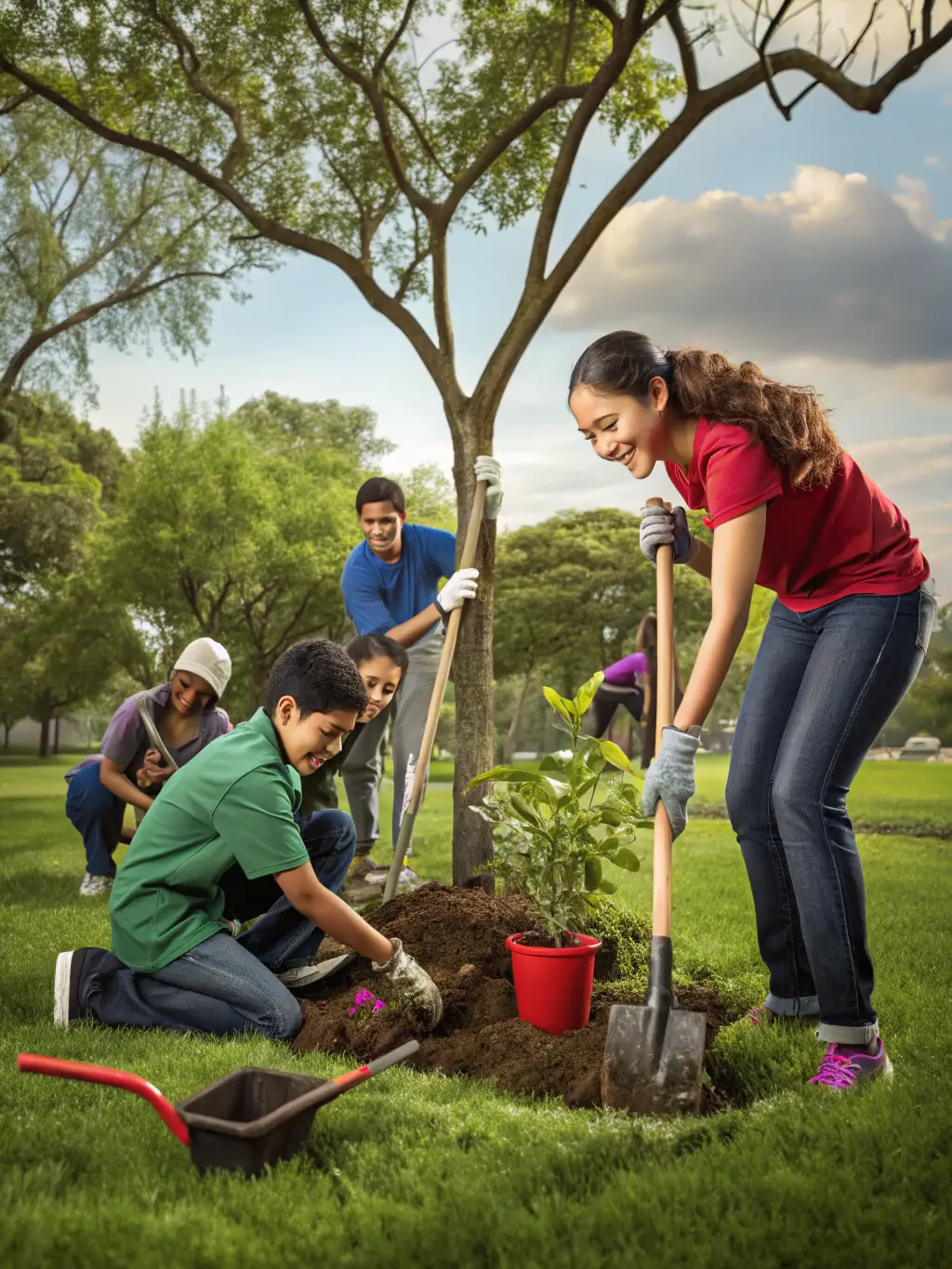 An image showing volunteers planting trees as part of a habitat restoration project, emphasizing the organization's commitment to environmental stewardship and biodiversity.
